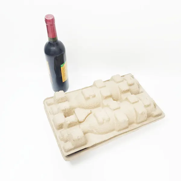 Integrated Hinged 2-Slot Kraft Pulp Wine Tray - All-Round Shockproof Molded Pulp Carton for Wine Gift Boxes & Global Logistics - Image 6