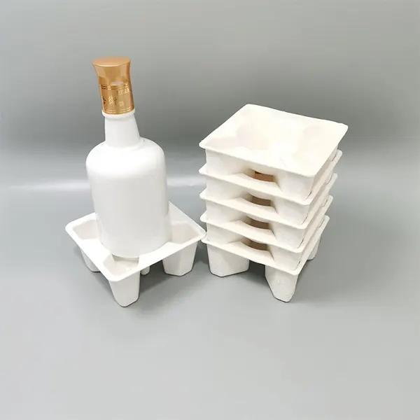 Upper & Lower Matching Single-Bottle Sugarcane Bagasse Pulp Inserts - Shockproof Sustainable Liner for Liquor Gift Boxes and Transportation - Image 2