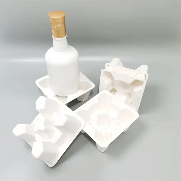 Upper & Lower Matching Single-Bottle Sugarcane Bagasse Pulp Inserts - Shockproof Sustainable Liner for Liquor Gift Boxes and Transportation - Image 6