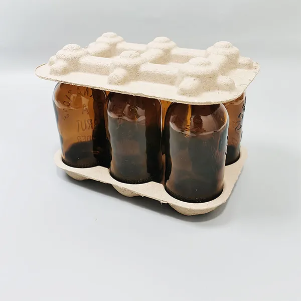 Natural Recycled Paper Molded Pulp Clamshell Bottle Tray