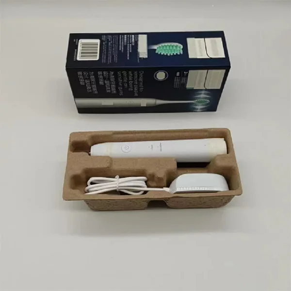 Natural Raw Kraft One-Piece Multi-Cavity Wet-Molded Sugarcane Pulp Electric Toothbrush Insert - Anti-Scratch Eco Liner For Full Sonic Toothbrush Accessory Gift Packaging - 이미지 4